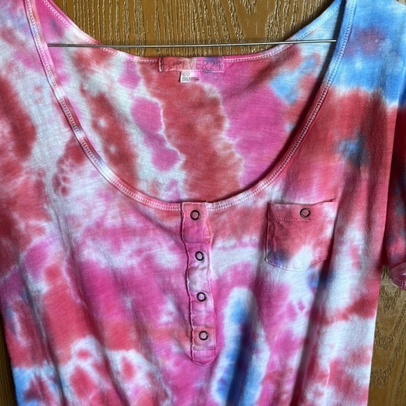 Forever 21 Mini Dress Beach Coverup Tie-dyed Size Small - Picture 2 of 7
